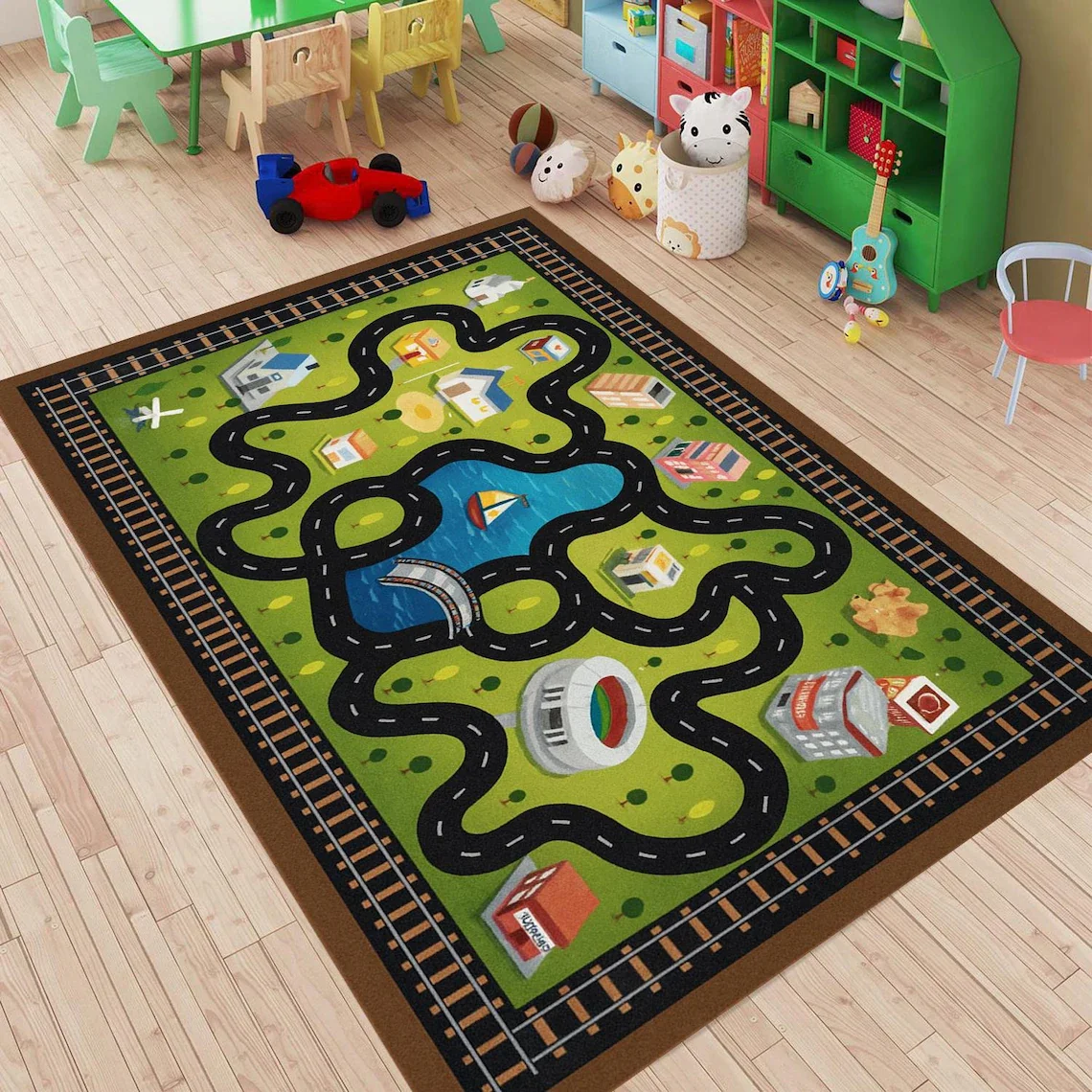 Race Track Rug Kids Playroom C - Commercial Digital Printing recension och pris